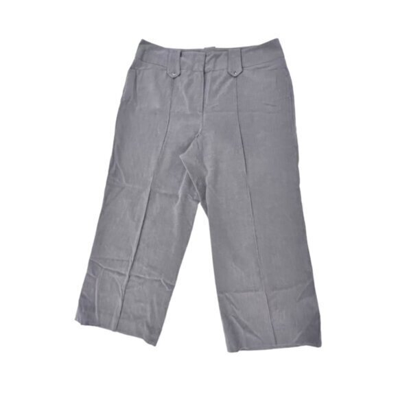 Larry Levine Cropped Dress Pants Women Size 8 Grey Pleated Stretch Rayon Trouser - Picture 1 of 10
